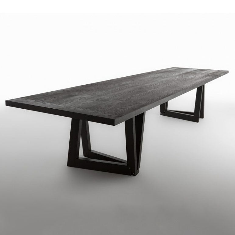 Modern Black Rectangle Dining Table Solid Wood Top Iron Base Table Clearhalo 'Dining Tables & Seating' 'Dining Tables' 'dining_table' 'furn' 'furn_dining_table' 'Furniture' 'Kitchen & Dining Furniture' 5393833