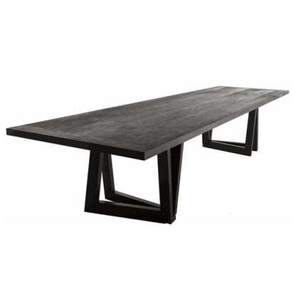 Modern Black Rectangle Dining Table Solid Wood Top Iron Base Table Without Chairs Clearhalo 'Dining Tables & Seating' 'Dining Tables' 'dining_table' 'furn' 'furn_dining_table' 'Furniture' 'Kitchen & Dining Furniture' 5393834