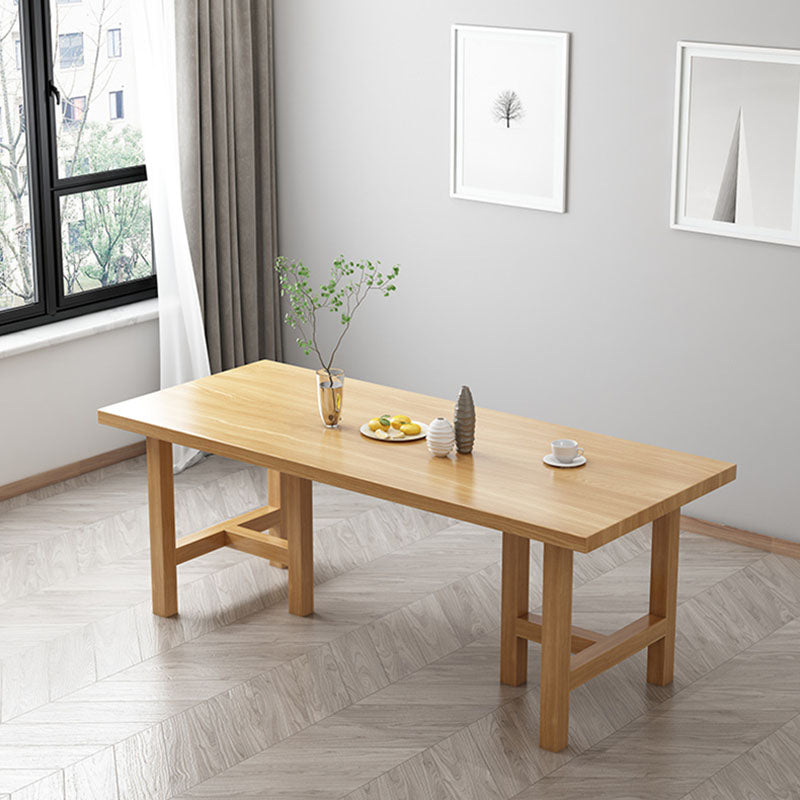 Mesa de comedor rectangular contemporánea de madera de pino mesa de madera con base de pedestal doble