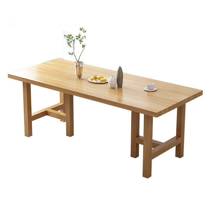 Mesa de comedor rectangular contemporánea de madera de pino mesa de madera con base de pedestal doble
