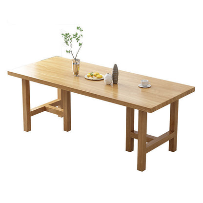 Mesa de comedor rectangular contemporánea de madera de pino mesa de madera con base de pedestal doble