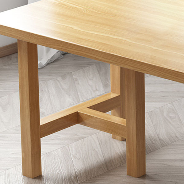 Mesa de comedor rectangular contemporánea de madera de pino mesa de madera con base de pedestal doble
