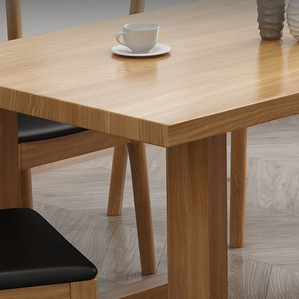 Mesa de comedor rectangular contemporánea de madera de pino mesa de madera con base de pedestal doble