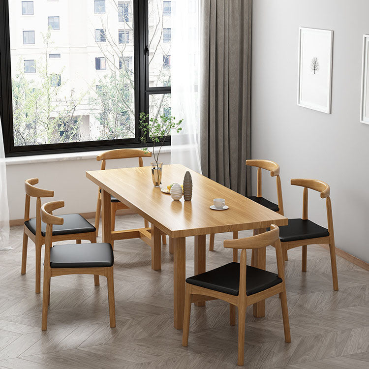 Mesa de comedor rectangular contemporánea de madera de pino mesa de madera con base de pedestal doble