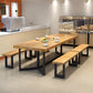 Table à manger rectangulaire avec base en fer industrielle et cadre noir