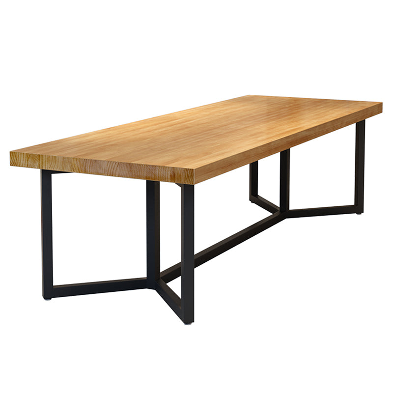 Table à manger rectangulaire avec base en fer industrielle et cadre noir
