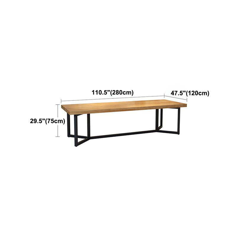 Table à manger rectangulaire avec base en fer industrielle et cadre noir