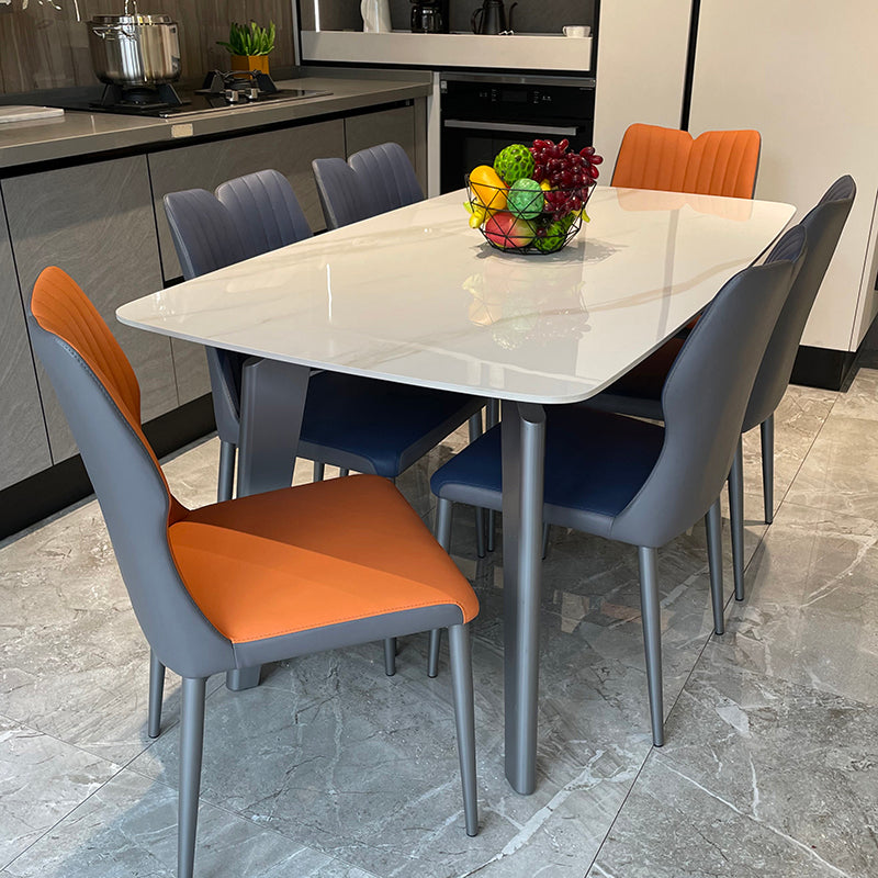 Table à manger rectangulaire contemporaine table en pierre entrée avec 4 jambes en acier gris