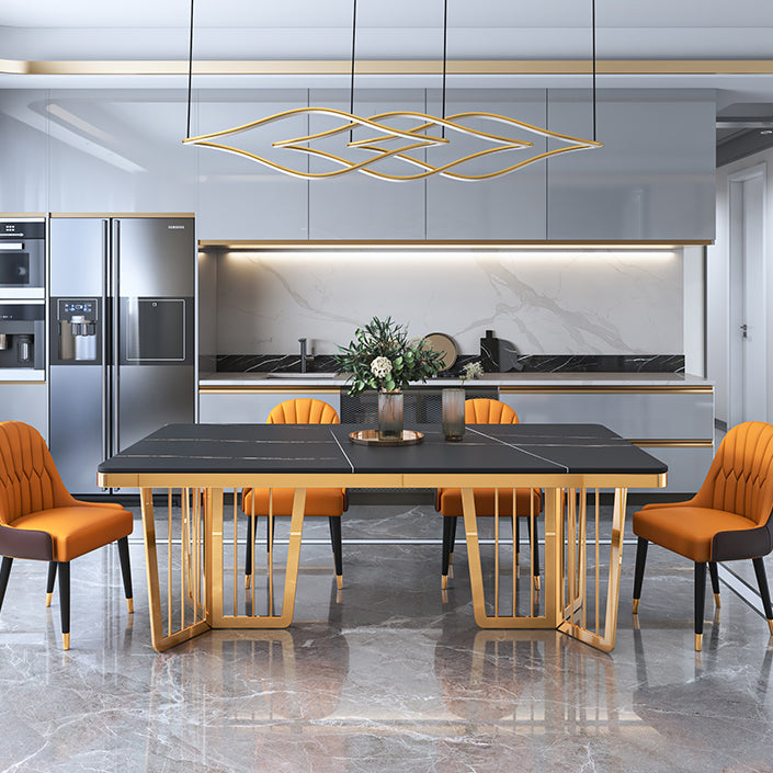 Tavolo da pranzo di lusso tradizionale tavolo da pranzo rettangolo in marmo nero per casa