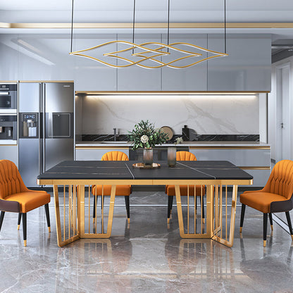 Tavolo da pranzo di lusso tradizionale tavolo da pranzo rettangolo in marmo nero per casa