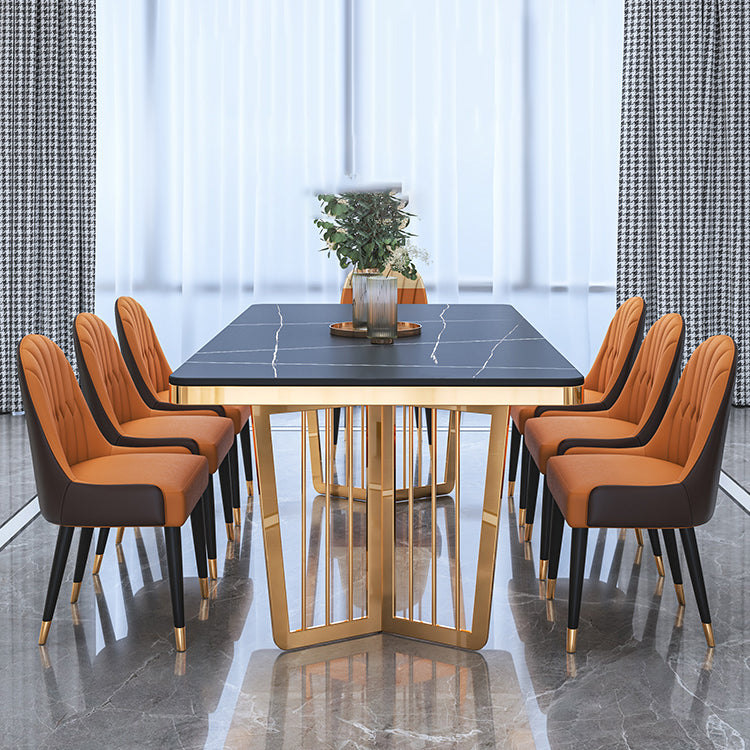 Tavolo da pranzo di lusso tradizionale tavolo da pranzo rettangolo in marmo nero per casa