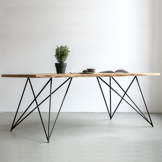 Modern Dinning Table in Brown Wood Rectangle Dining Table for Kitchen Black Without Chairs