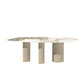 Luxury Oval Dining Table Sintered Stone Top White Metal Base Table Pandora Gold Without Chairs Clearhalo 'Dining Tables & Seating' 'Dining Tables' 'dining_table' 'furn' 'furn_dining_table' 'Furniture' 'Kitchen & Dining Furniture' 5394019