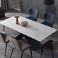 Black Frame Pedestal Casual Dining Table Modern Rectangle Dining Table with Stone Top White 70.9"L x 31.5"W x 29.5"H Without Chairs Clearhalo 'Dining Tables & Seating' 'Dining Tables' 'dining_table' 'furn' 'furn_dining_table' 'Furniture' 'Kitchen & Dining Furniture' 5394033
