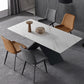 Black Frame Pedestal Casual Dining Table Modern Rectangle Dining Table with Stone Top White 78.7"L x 31.5"W x 29.5"H Without Chairs Clearhalo 'Dining Tables & Seating' 'Dining Tables' 'dining_table' 'furn' 'furn_dining_table' 'Furniture' 'Kitchen & Dining Furniture' 5394036