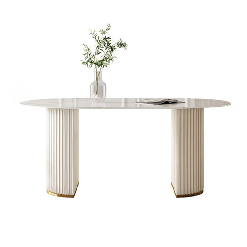 Metal Contemporary Oval Dining Table Sintered Stone Top Table for Dining Room Clearhalo 'Dining Tables & Seating' 'Dining Tables' 'dining_table' 'furn' 'furn_dining_table' 'Furniture' 'Kitchen & Dining Furniture' 5394074