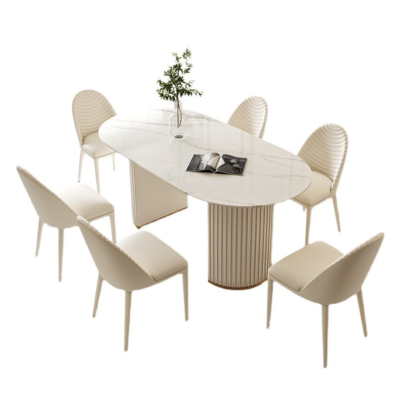 Metal Contemporary Oval Dining Table Sintered Stone Top Table for Dining Room Clearhalo 'Dining Tables & Seating' 'Dining Tables' 'dining_table' 'furn' 'furn_dining_table' 'Furniture' 'Kitchen & Dining Furniture' 5394079