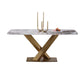 Metal Traditional Luxury Rectangle Dining Table Sintered Stone Top Table with Pedestal