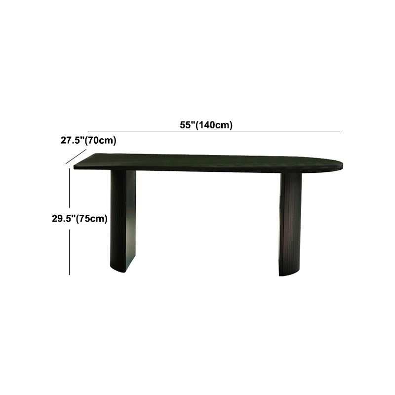 Free Form Black Dining Table Wood Table Contemporary with Double Pedestal