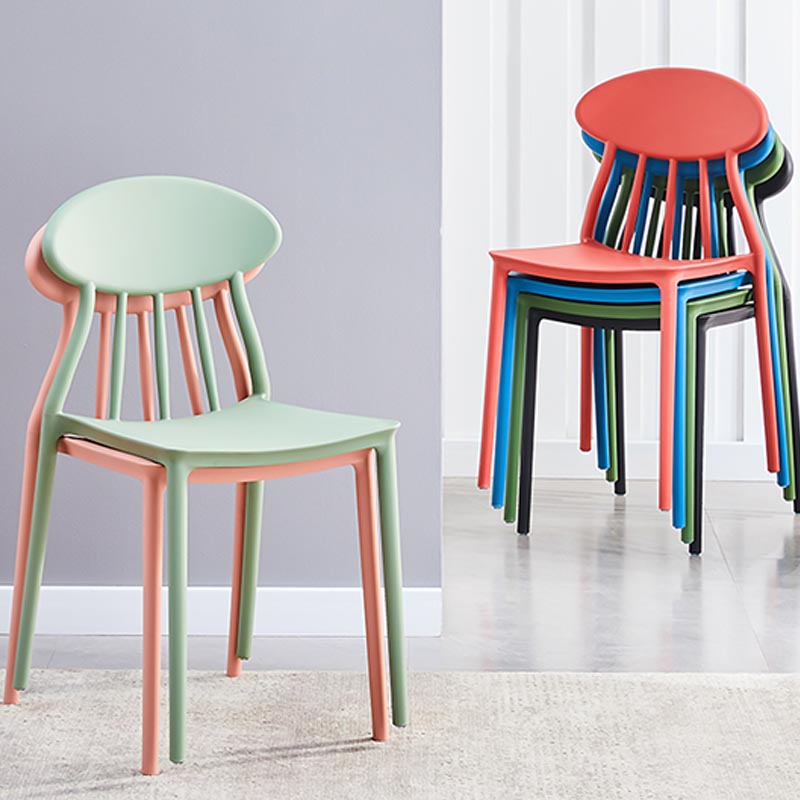 Silla de plástico contemporánea muebles laterales de comedor abiertos en acabado mate