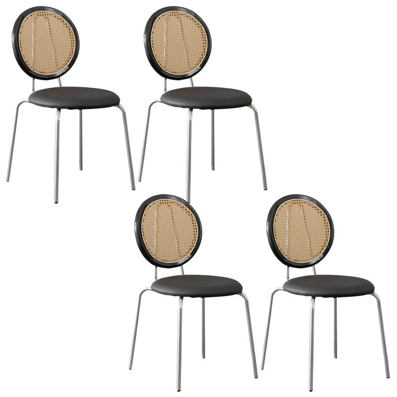 Contemporary Dining Side Chair PU Leather Stacking Side Chair Black Black 4 Piece Set Clearhalo 'Dining Chairs' 'Dining Tables & Seating' 'dining_chair' 'furn' 'furn_dining_chair' 'Furniture' 'Kitchen & Dining Furniture' 5394280