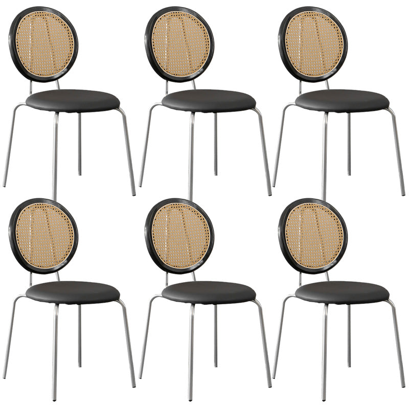 Contemporary Dining Side Chair PU Leather Stacking Side Chair Black Black 6 Piece Set Clearhalo 'Dining Chairs' 'Dining Tables & Seating' 'dining_chair' 'furn' 'furn_dining_chair' 'Furniture' 'Kitchen & Dining Furniture' 5394283