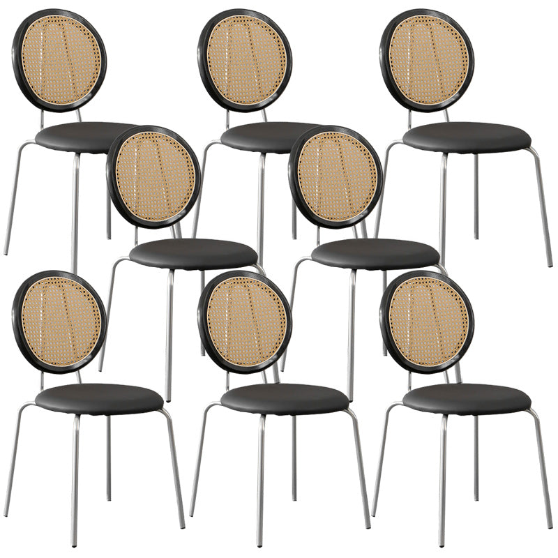 Contemporary Dining Side Chair PU Leather Stacking Side Chair Black Black 8 Piece Set Clearhalo 'Dining Chairs' 'Dining Tables & Seating' 'dining_chair' 'furn' 'furn_dining_chair' 'Furniture' 'Kitchen & Dining Furniture' 5394285