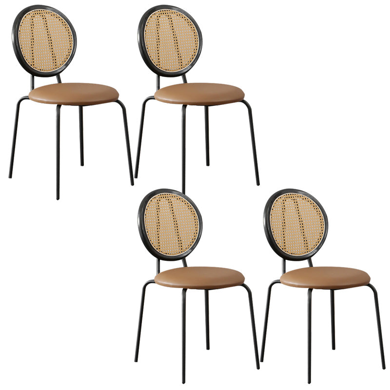 Contemporary Dining Side Chair PU Leather Stacking Side Chair Black Brown 4 Piece Set Clearhalo 'Dining Chairs' 'Dining Tables & Seating' 'dining_chair' 'furn' 'furn_dining_chair' 'Furniture' 'Kitchen & Dining Furniture' 5394288