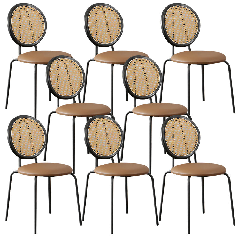 Contemporary Dining Side Chair PU Leather Stacking Side Chair Black Brown 8 Piece Set Clearhalo 'Dining Chairs' 'Dining Tables & Seating' 'dining_chair' 'furn' 'furn_dining_chair' 'Furniture' 'Kitchen & Dining Furniture' 5394293