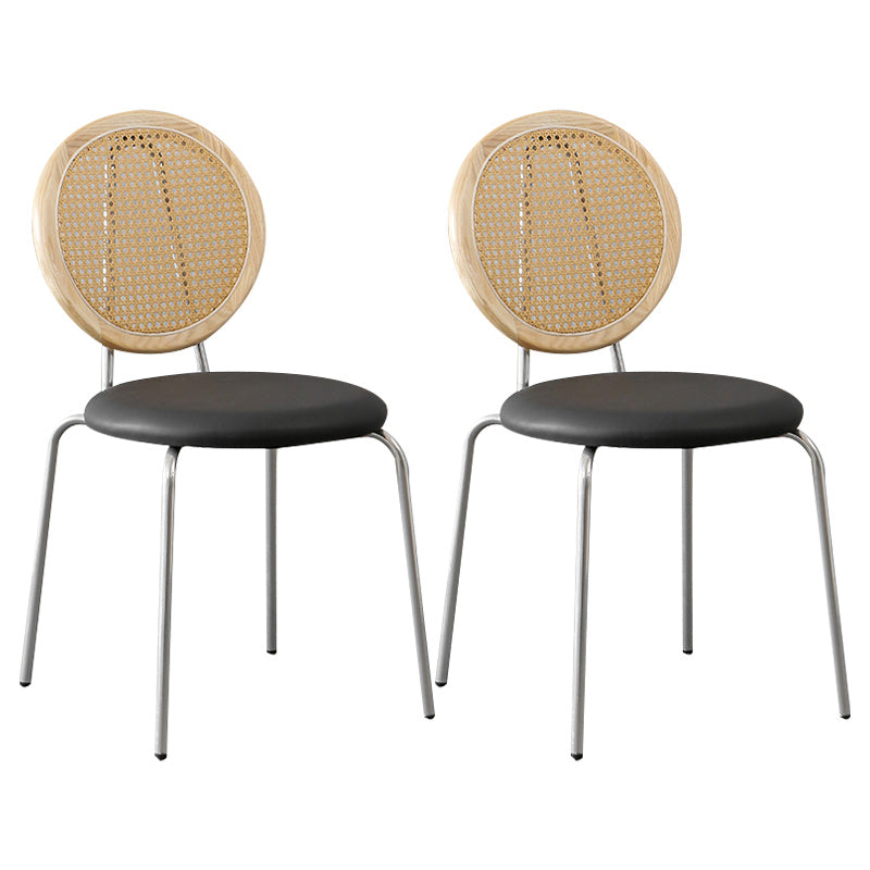 Contemporary Dining Side Chair PU Leather Stacking Side Chair Wood Black 2 Piece Set Clearhalo 'Dining Chairs' 'Dining Tables & Seating' 'dining_chair' 'furn' 'furn_dining_chair' 'Furniture' 'Kitchen & Dining Furniture' 5394295