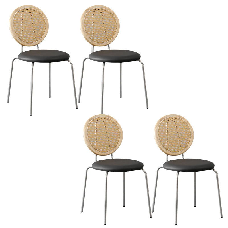 Contemporary Dining Side Chair PU Leather Stacking Side Chair Wood Black 4 Piece Set Clearhalo 'Dining Chairs' 'Dining Tables & Seating' 'dining_chair' 'furn' 'furn_dining_chair' 'Furniture' 'Kitchen & Dining Furniture' 5394296