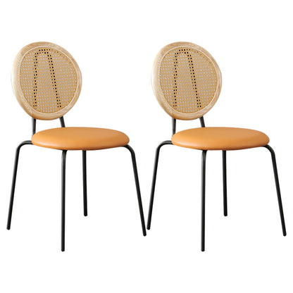 Contemporary Dining Side Chair PU Leather Stacking Side Chair Wood Camel 2 Piece Set Clearhalo 'Dining Chairs' 'Dining Tables & Seating' 'dining_chair' 'furn' 'furn_dining_chair' 'Furniture' 'Kitchen & Dining Furniture' 5394303