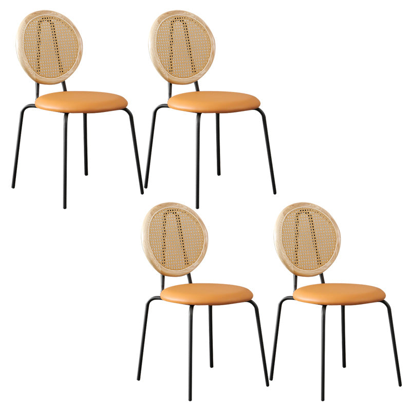 Contemporary Dining Side Chair PU Leather Stacking Side Chair Wood Camel 4 Piece Set Clearhalo 'Dining Chairs' 'Dining Tables & Seating' 'dining_chair' 'furn' 'furn_dining_chair' 'Furniture' 'Kitchen & Dining Furniture' 5394304