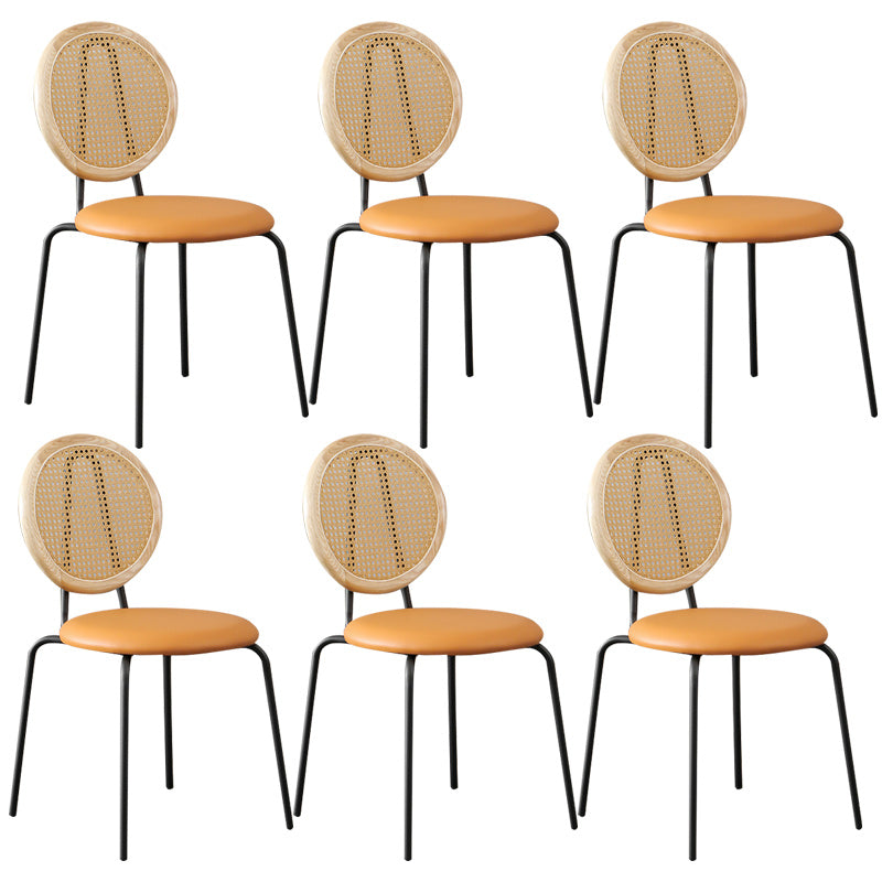 Contemporary Dining Side Chair PU Leather Stacking Side Chair Wood Camel 6 Piece Set Clearhalo 'Dining Chairs' 'Dining Tables & Seating' 'dining_chair' 'furn' 'furn_dining_chair' 'Furniture' 'Kitchen & Dining Furniture' 5394306