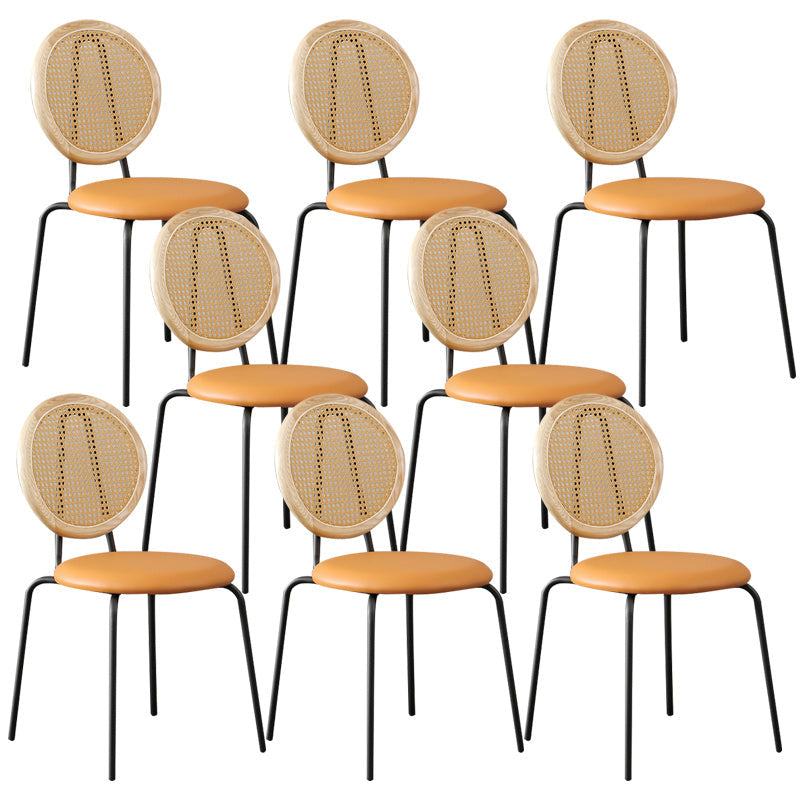 Contemporary Dining Side Chair PU Leather Stacking Side Chair Wood Camel 8 Piece Set Clearhalo 'Dining Chairs' 'Dining Tables & Seating' 'dining_chair' 'furn' 'furn_dining_chair' 'Furniture' 'Kitchen & Dining Furniture' 5394308