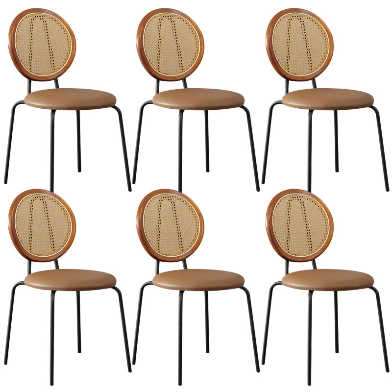 Contemporary Dining Side Chair PU Leather Stacking Side Chair Walnut Brown 6 Piece Set Clearhalo 'Dining Chairs' 'Dining Tables & Seating' 'dining_chair' 'furn' 'furn_dining_chair' 'Furniture' 'Kitchen & Dining Furniture' 5394311