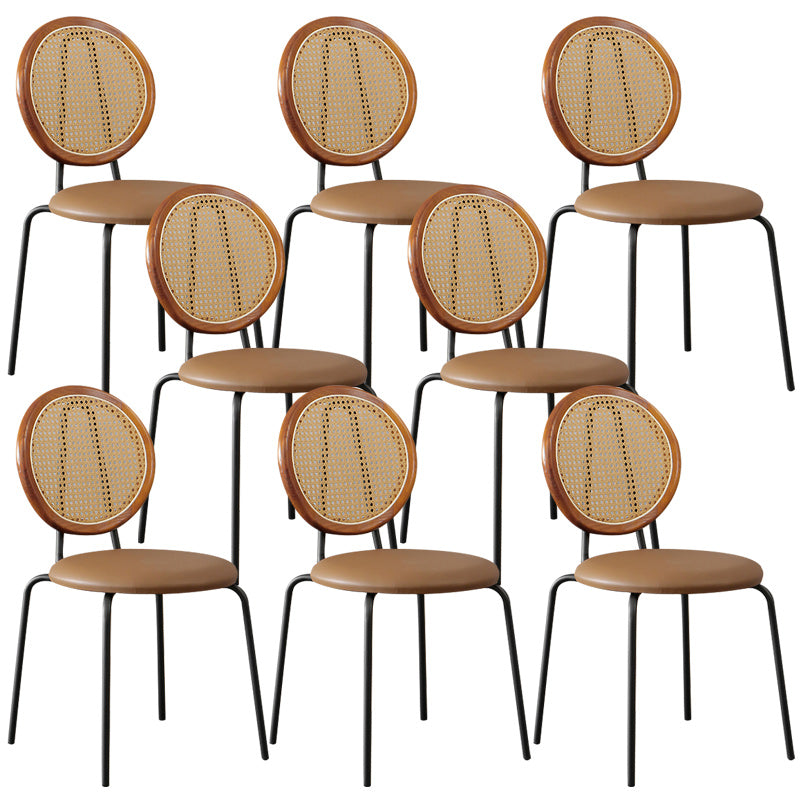 Contemporary Dining Side Chair PU Leather Stacking Side Chair Walnut Brown 8 Piece Set Clearhalo 'Dining Chairs' 'Dining Tables & Seating' 'dining_chair' 'furn' 'furn_dining_chair' 'Furniture' 'Kitchen & Dining Furniture' 5394312
