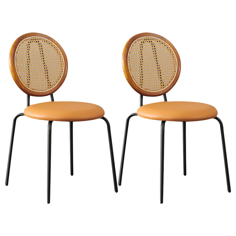 Contemporary Dining Side Chair PU Leather Stacking Side Chair Walnut Camel 2 Piece Set Clearhalo 'Dining Chairs' 'Dining Tables & Seating' 'dining_chair' 'furn' 'furn_dining_chair' 'Furniture' 'Kitchen & Dining Furniture' 5394313