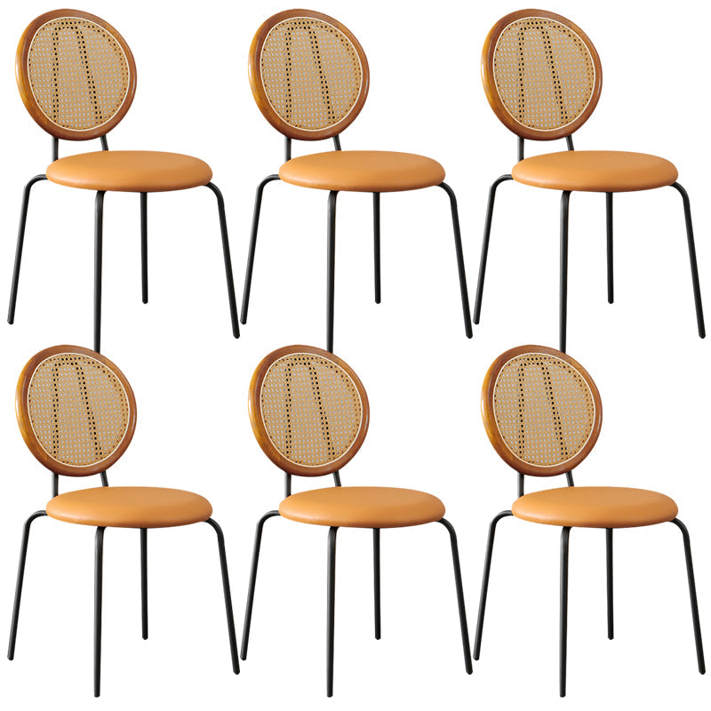 Contemporary Dining Side Chair PU Leather Stacking Side Chair Walnut Camel 6 Piece Set Clearhalo 'Dining Chairs' 'Dining Tables & Seating' 'dining_chair' 'furn' 'furn_dining_chair' 'Furniture' 'Kitchen & Dining Furniture' 5394315