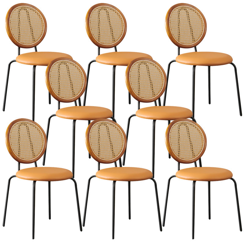 Contemporary Dining Side Chair PU Leather Stacking Side Chair Walnut Camel 8 Piece Set Clearhalo 'Dining Chairs' 'Dining Tables & Seating' 'dining_chair' 'furn' 'furn_dining_chair' 'Furniture' 'Kitchen & Dining Furniture' 5394316