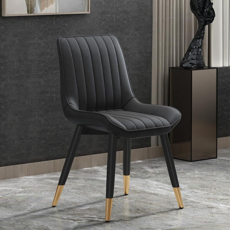 Silla de comedor Glam de piel sintética, silla Parsons con acabado mate para el hogar