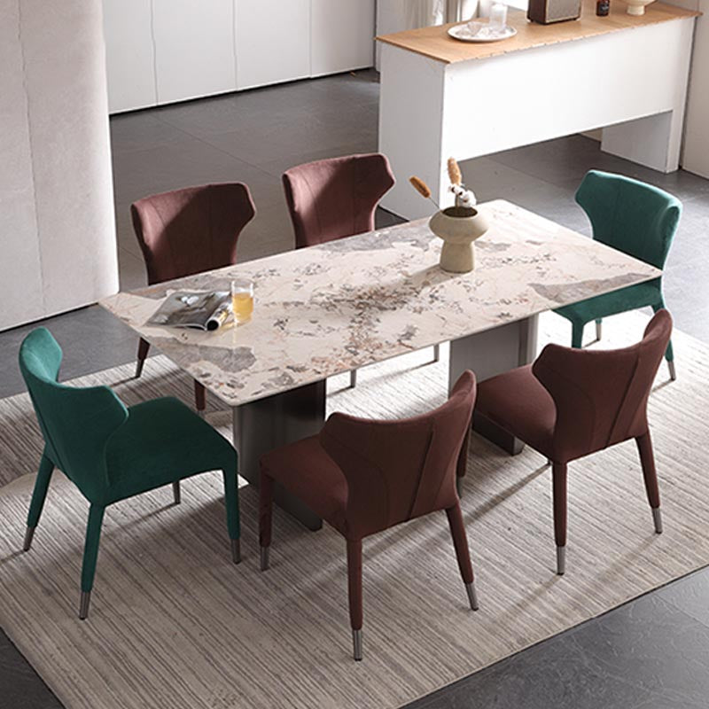 Silla de comedor de lino glamorosa silla lateral con patas de acero en acabado mate