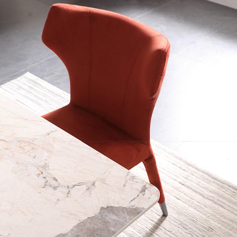 Silla de comedor de lino glamorosa silla lateral con patas de acero en acabado mate