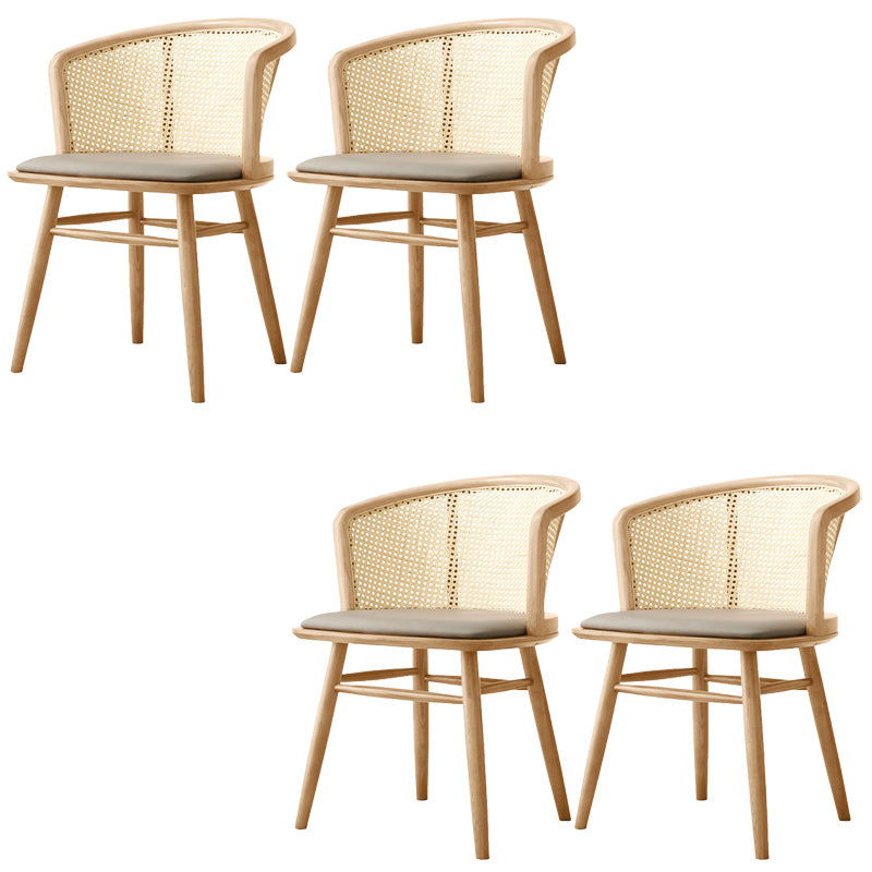 Traditional Solid Wood Side Chair Rattan Windsor Back Side Chair Wood 4 Piece Set Clearhalo 'Dining Chairs' 'Dining Tables & Seating' 'dining_chair' 'furn' 'furn_dining_chair' 'Furniture' 'Kitchen & Dining Furniture' 5394460