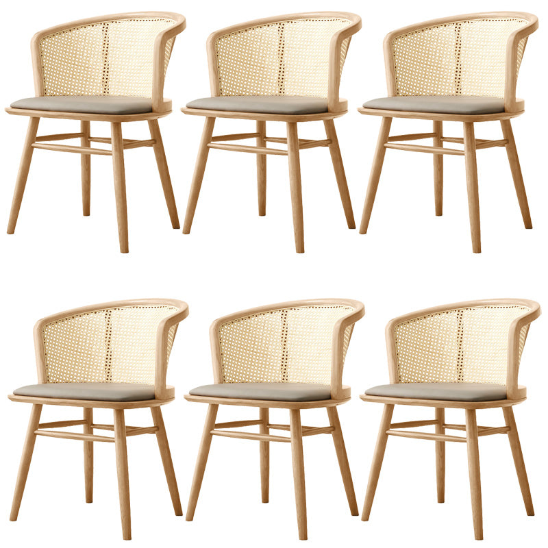 Traditional Solid Wood Side Chair Rattan Windsor Back Side Chair Wood 6 Piece Set Clearhalo 'Dining Chairs' 'Dining Tables & Seating' 'dining_chair' 'furn' 'furn_dining_chair' 'Furniture' 'Kitchen & Dining Furniture' 5394462