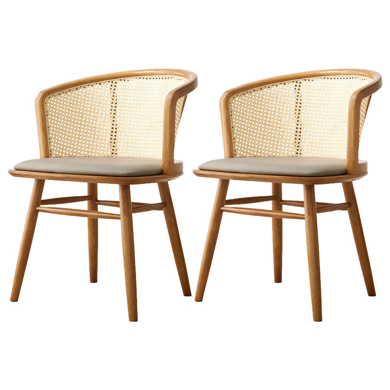 Traditional Solid Wood Side Chair Rattan Windsor Back Side Chair Light Brown 2 Piece Set Clearhalo 'Dining Chairs' 'Dining Tables & Seating' 'dining_chair' 'furn' 'furn_dining_chair' 'Furniture' 'Kitchen & Dining Furniture' 5394467