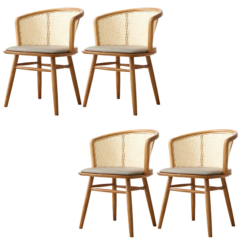 Traditional Solid Wood Side Chair Rattan Windsor Back Side Chair Light Brown 4 Piece Set Clearhalo 'Dining Chairs' 'Dining Tables & Seating' 'dining_chair' 'furn' 'furn_dining_chair' 'Furniture' 'Kitchen & Dining Furniture' 5394468
