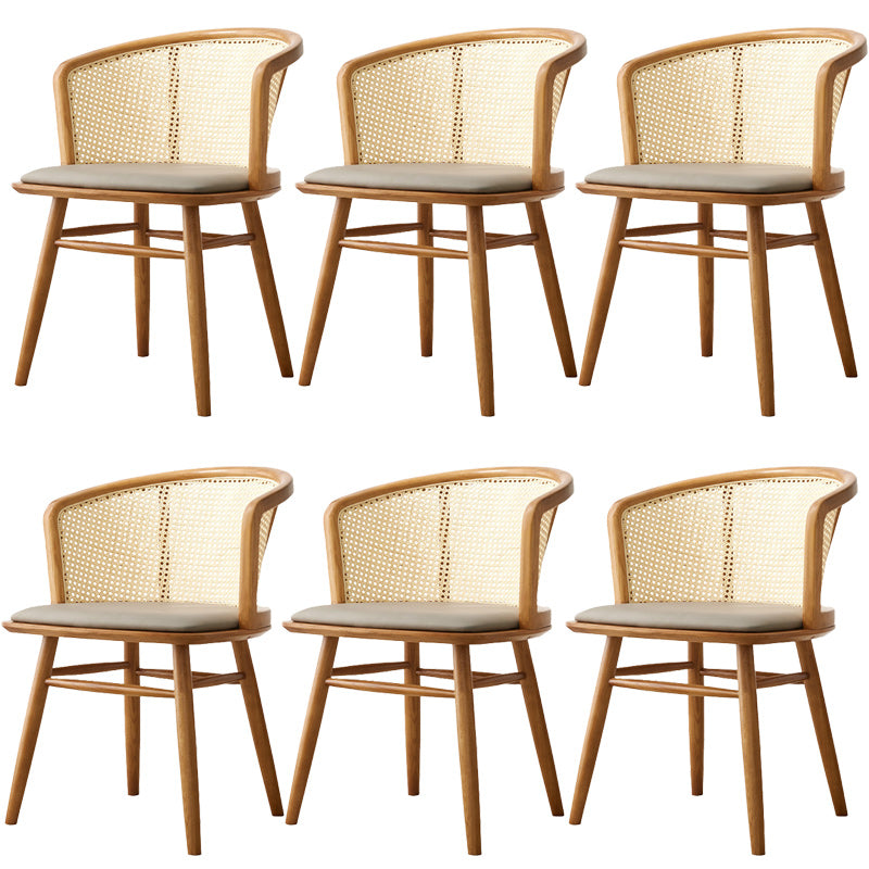 Traditional Solid Wood Side Chair Rattan Windsor Back Side Chair Light Brown 6 Piece Set Clearhalo 'Dining Chairs' 'Dining Tables & Seating' 'dining_chair' 'furn' 'furn_dining_chair' 'Furniture' 'Kitchen & Dining Furniture' 5394471