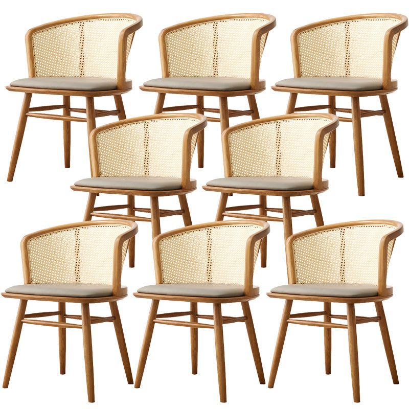 Traditional Solid Wood Side Chair Rattan Windsor Back Side Chair Light Brown 8 Piece Set Clearhalo 'Dining Chairs' 'Dining Tables & Seating' 'dining_chair' 'furn' 'furn_dining_chair' 'Furniture' 'Kitchen & Dining Furniture' 5394473