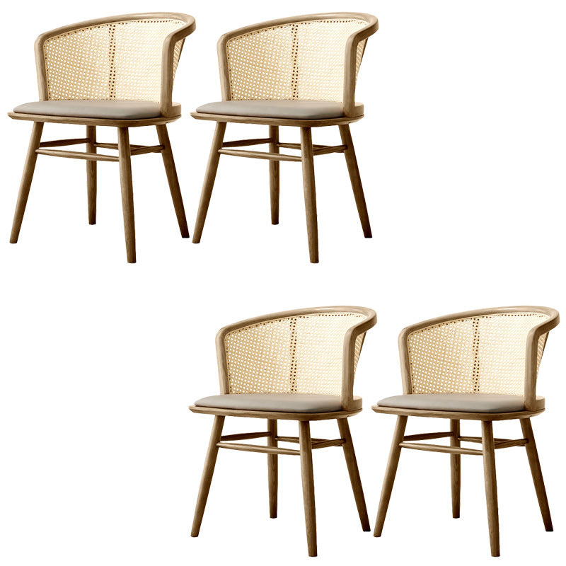 Traditional Solid Wood Side Chair Rattan Windsor Back Side Chair Walnut 4 Piece Set Clearhalo 'Dining Chairs' 'Dining Tables & Seating' 'dining_chair' 'furn' 'furn_dining_chair' 'Furniture' 'Kitchen & Dining Furniture' 5394476